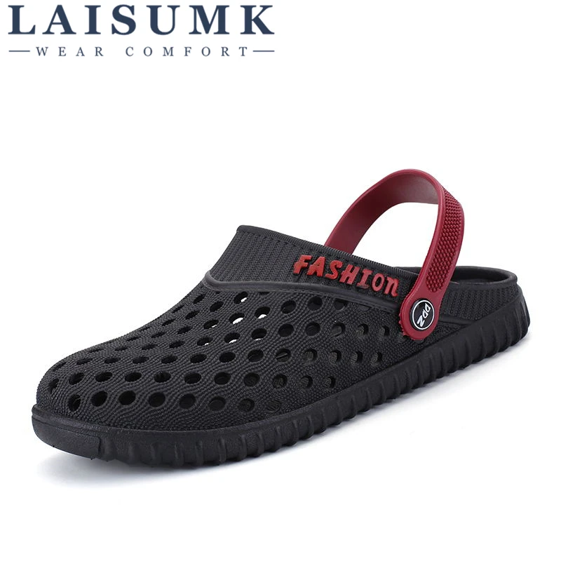 

2019 LAISUMK Summer Mens Mules Clogs Sandals Shoes Lightly Beach Garden Shoes Man Slippers Sandals Men Fashion Slipper Shoes