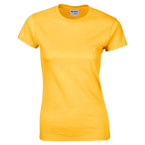 Gildan, высокое качество, 22 цвета, S-XL, простая футболка для женщин, хлопок, эластичные базовые футболки, Женские повседневные топы, футболка с коротким рукавом - Цвет: Gold