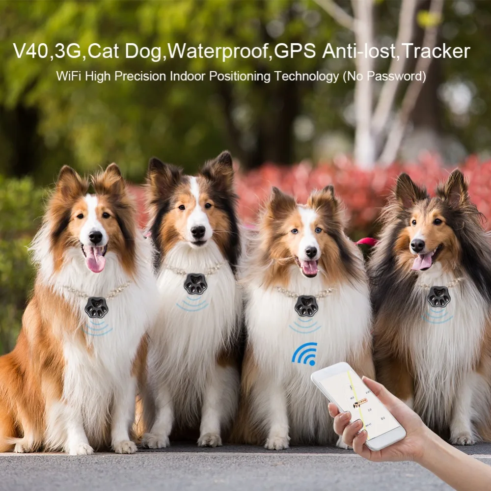 

V40 3G Mini Pets IP66 Waterproof GPS Toys Cat Dog Anti-lost Positioning WiFi Tracker Low Battery Alert Cute Pet foot Locator toy