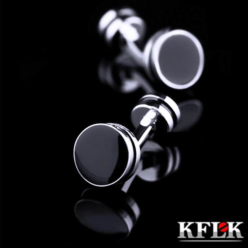 

KFLK Jewelry shirt cufflinks for mens Brand Cuff link Wholesale Fashion Black Buttons High Quality Wedding Groom Free Shipping