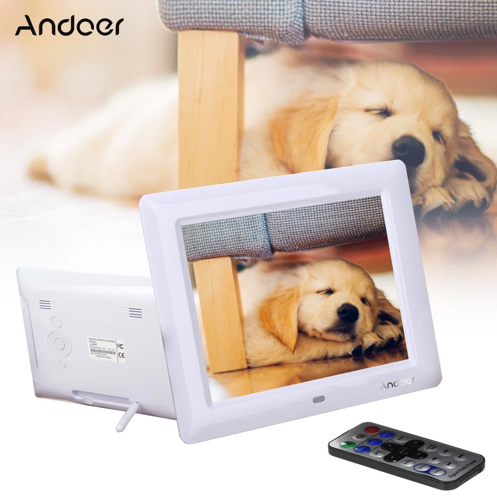 Andoer 8 ''HD TFT-LCD цифровые фоторамки часы MP3 MP4 видеоплеер с пультом дистанционного управления EU US PLUG черный белый на выбор