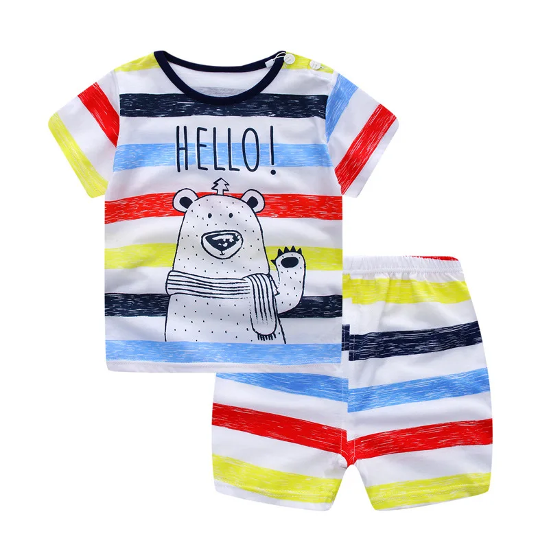 

2019 New Summer Styles Kids Animal Cartoon Sleeve Chidren Clothing Clothes Set T-shirt + Pant Boy Girl Cotton Clothes