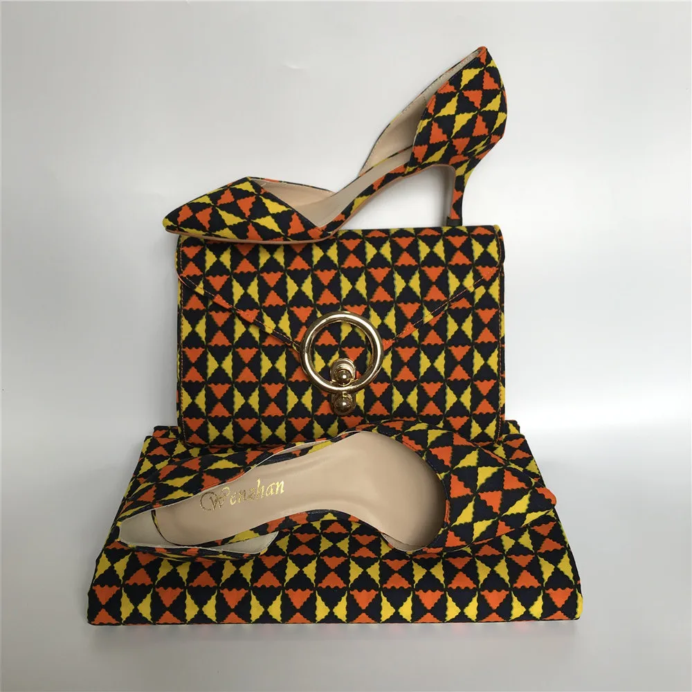Последняя африканская парафинированная ткань, принт, тряпичная сумка с сочетающейся женской обувью, можно заказать разные стильные туфли 36-43 A9-2
