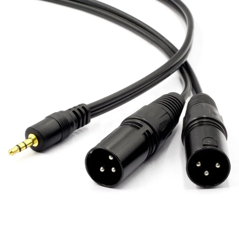 

3.5mm TRS Stereo Male to Dual XLR Male Splitter Patch Cable Unbalanced Mini Jack 1/8 to Double XLR Breakout Cable-5FT