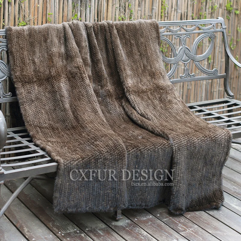 CX-D-21B ручной вязки из натурального меха норки бросок модное зимнее домашнее полотенце плед для спальни