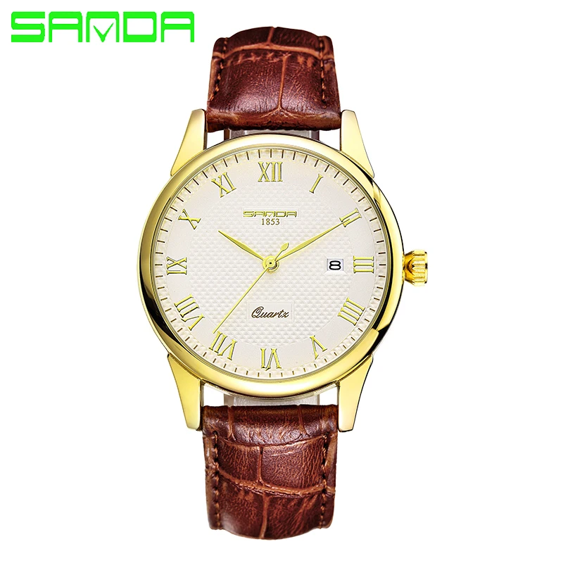 

New SANDA Quartz Watch Lovers Watches Women Men Dress Watches Leather Dress Wristwatches Fashion Casual Watches