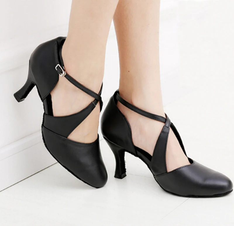 Zapatos de baile para mujer, calzado de salón de piel auténtica negra, zapatos de latino de SALSA Bachata|bachata dance shoes|dance blackwomen dance shoes -