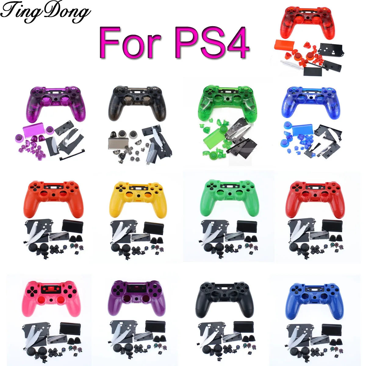 

For Sony Playstation 4 PS4 Old Version Gamepad Controller Transparent Clear Front Back Housing Shell Case Cover