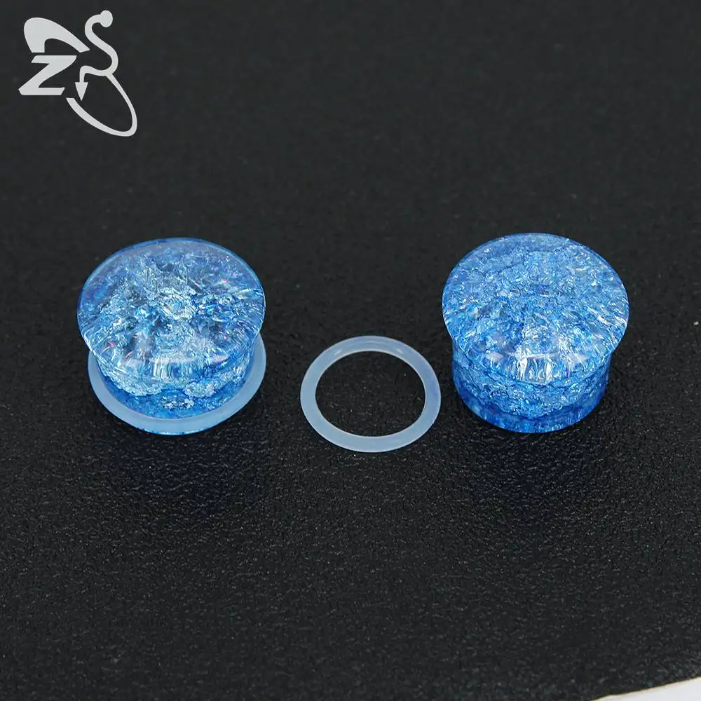 ZS 5-18 мм взрыв камень ухо Вилки и тоннелей штанги для уха один расклешенной юбкой с Силиконовое уплотнительное кольцо Носилки уха Expender украшения тела - Окраска металла: blue