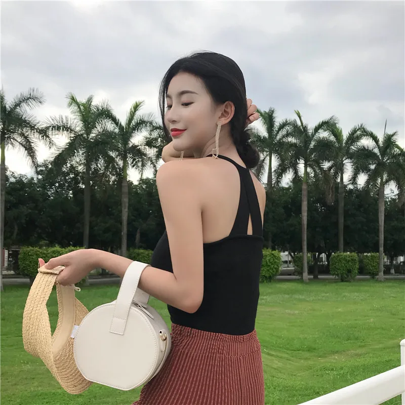 Summer Women's Slim Knitting Halter Neck Camisole Tops Female Knitted Chic Tanks Sleeveless T shirts Top for Girl