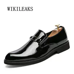 Мужская обувь Zapatos Hombre Оксфордские туфли для мужчин с острым носком модельные туфли из лакированной кожи свадебные туфли человек Италия
