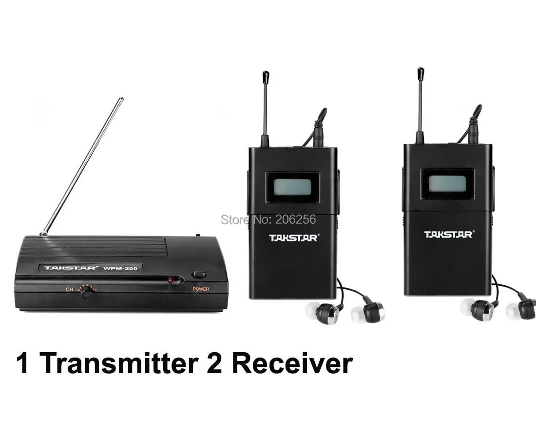 

Promotions WPM200 wpm-200 UHF Wireless In Ear earphones Stage Monitor System 1 Transmitter 2 Receiver Pack