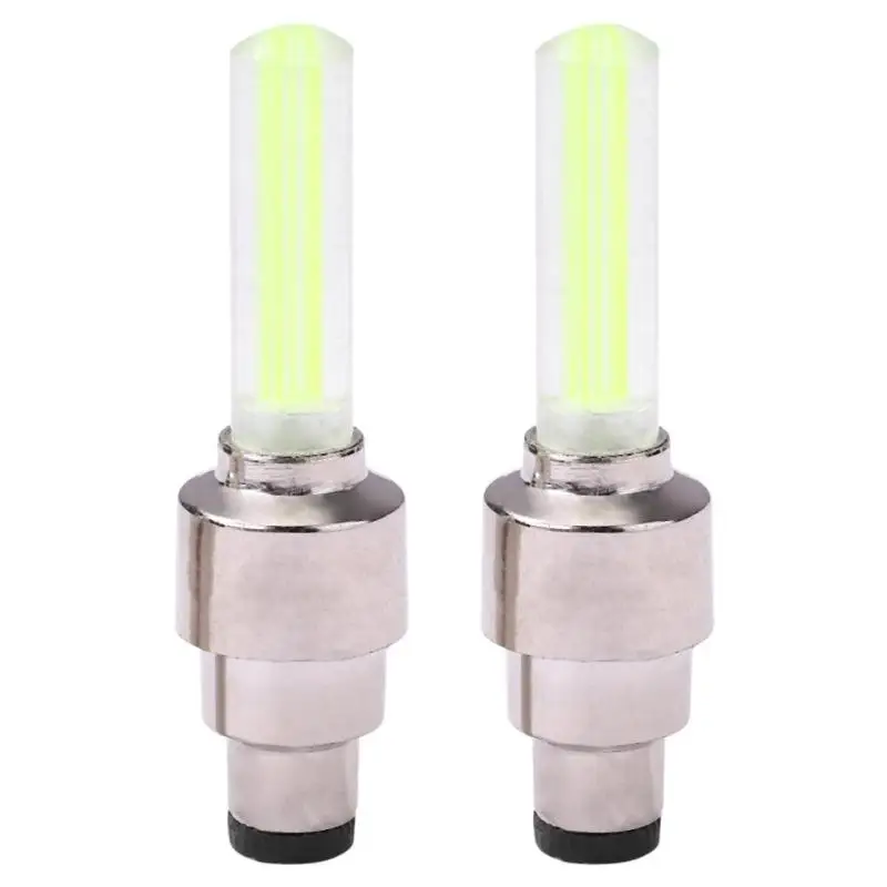 Цвет: желтый 2pcs MTB Bicycle Wheel Tire Valve Caps Glow Stick Light Mountain Bike Cycling Tyre LED Neon Lamp Bicycle Parts - Цвет: Цвет: желтый