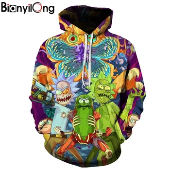 

BIANYILONG modis hoodies rick and morty mens hoodies 3D printed sweatshirts men hip top tops mens hoodies moda hombre 2018