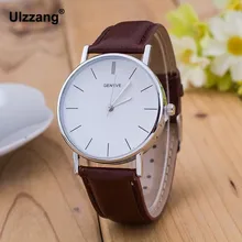 2017 fashion Luxury Geneve Round Dial simple watches Men Quartz Business Dress Wristwatches PU Leather casual Women watch Gift