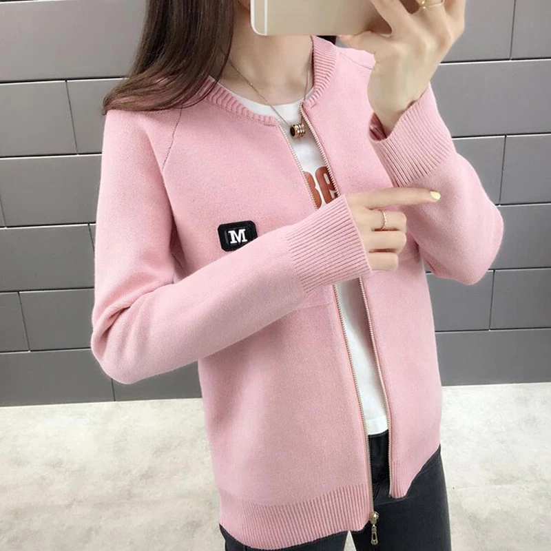 Women Cardigan New Fashion Autumn Casual Long Sleeve zipper Short Knitted Sweater Cardigan Coat For Women knit Jacket Tops