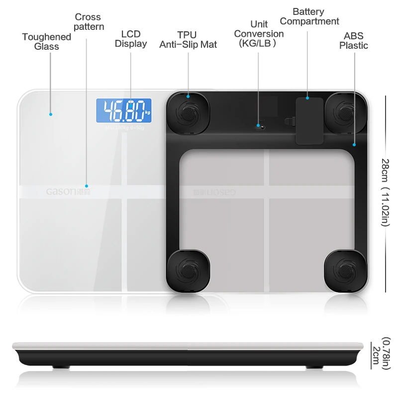 GASON A1 Весы напольные жк дисплей Закаленное стекло 180кг/50г|bathroom scale|bathroom body scalesbathroom