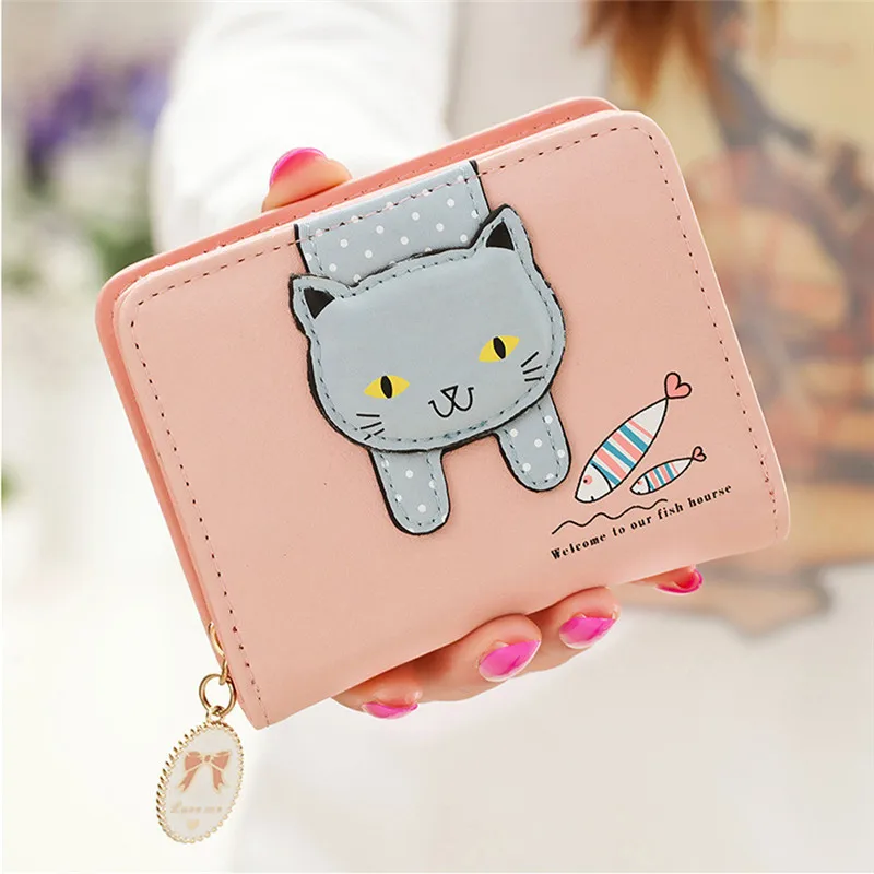 

Women Wallets Cute Cat Small Zipper Leather Coin Card Holder monederos para mujer monedas monedero mujer porte monnaie femme