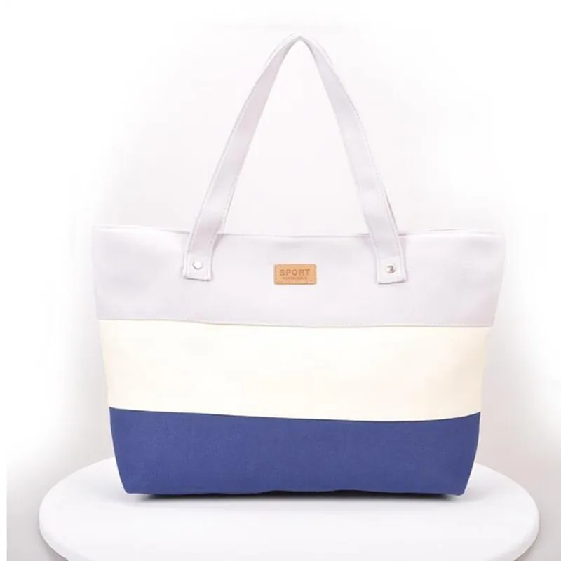 

Summer Canvas Shopper Bag Striped Rainbow Prints Beach Bags Tote Ladies Girls Shoulder Bag Travel Casual Shopping Handbag OC580