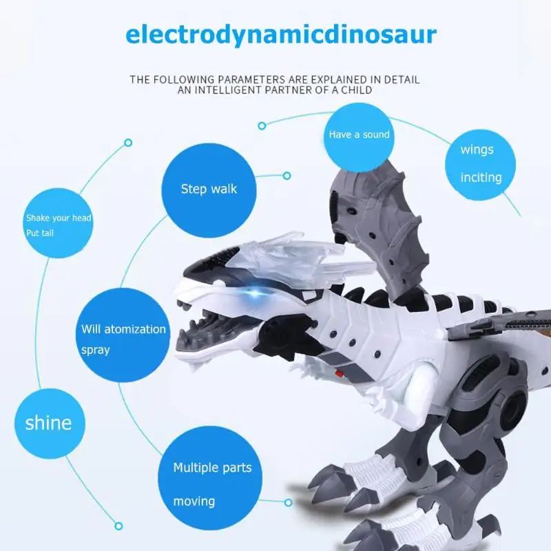 Электронные динозавры, модель игрушки с светильник, звуковые игрушки для детей, электрическая модель животного, комплект для детей, ходьба, спрей, качели, игрушка на день рождения
