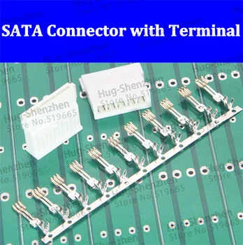 

High quality SATA 5-Pin Power Connector Crimp Plug with half gold Terminal Pin for SATA Hard Drive - White