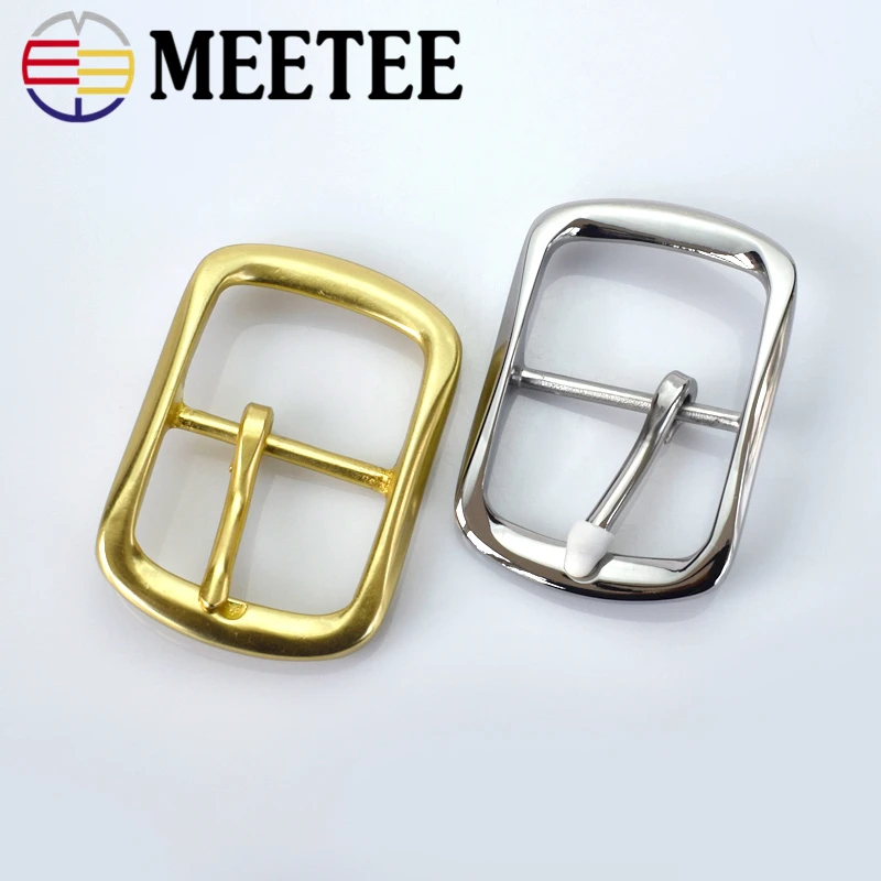

Meetee 40mm Solid Brass Men's Belt Buckle Stainless Steel Pin Buckle Mens Womens Jeans Accessories DIY Leather Craft Hardware