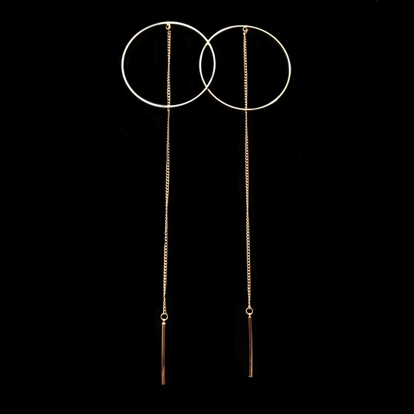 MANILAI Fashion Long Chain Tassel Earrings For Women Accessories Circle Big Dangle Earrings Statement Jewelry Bijoux Brincos