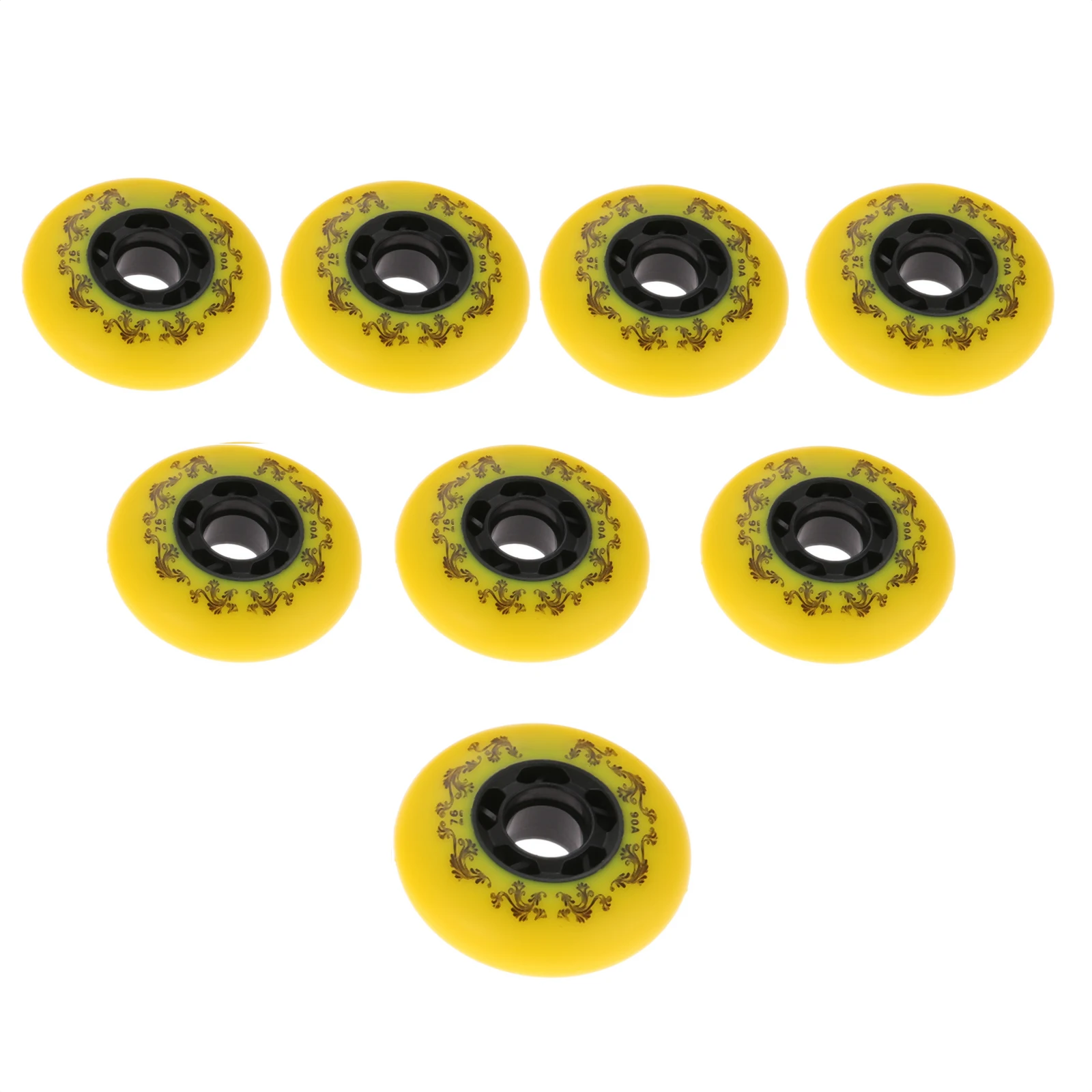 8Pcs/lot PU 90A Inline Roller Skate Slides Wheels Skateboard Wheels For 608zz Bearing White Yellow Freestyle Size 72mm 76mm 80mm