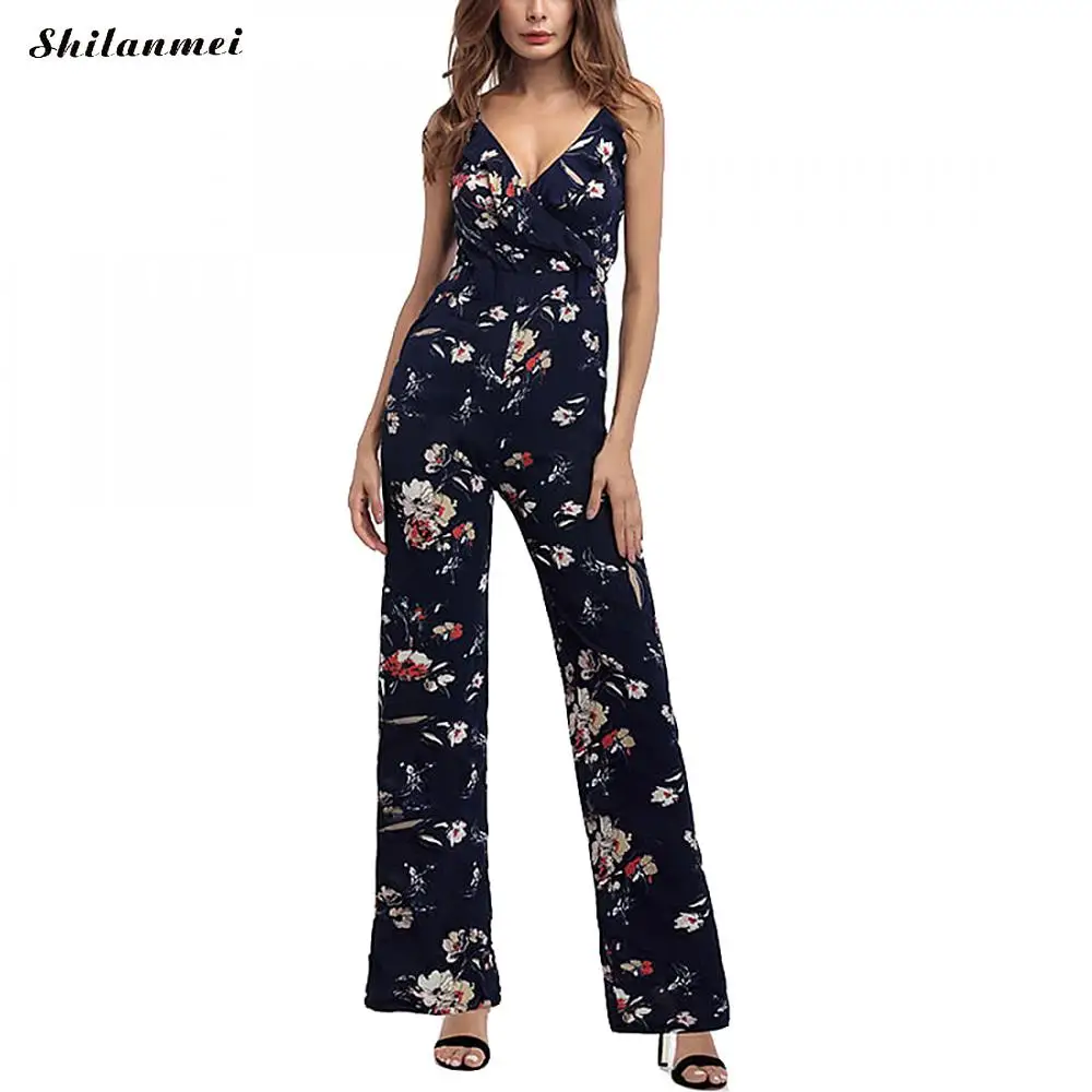 Plung V Neck Summer Jumpsuit Rompers Sexy Bodysuit