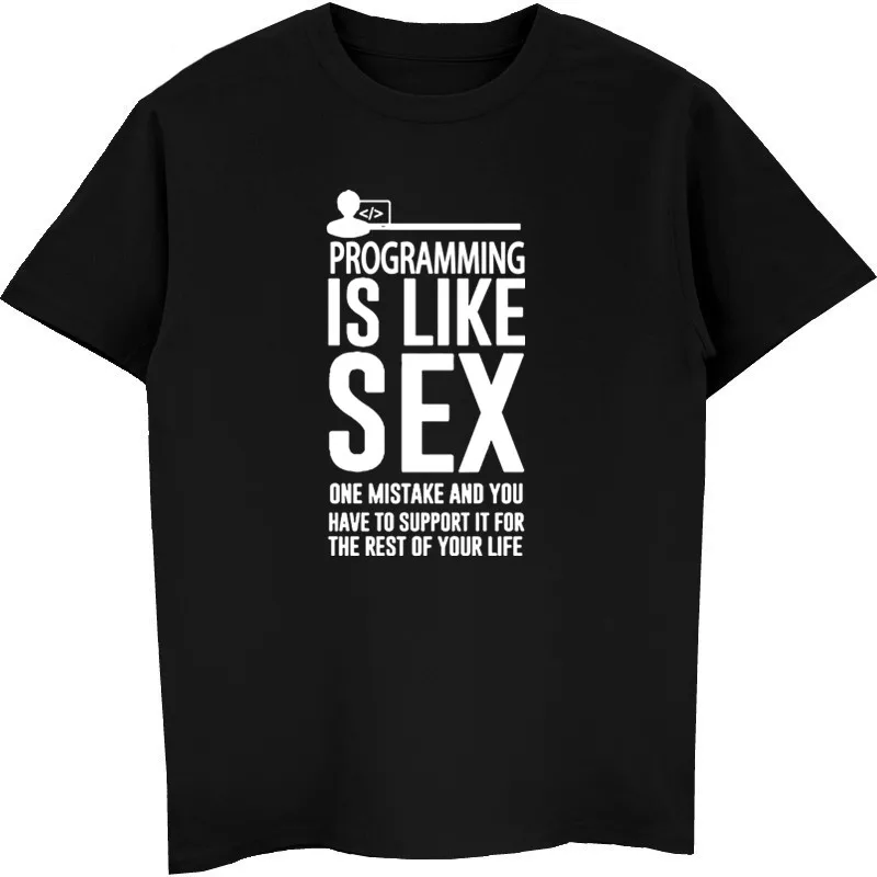 

Programmer Adult T Shirt Home Wear Exercise Loose T-Shirt Summer O-Neck Cotton Short Sleeve Tee Hip Hop Shirt Streetwear