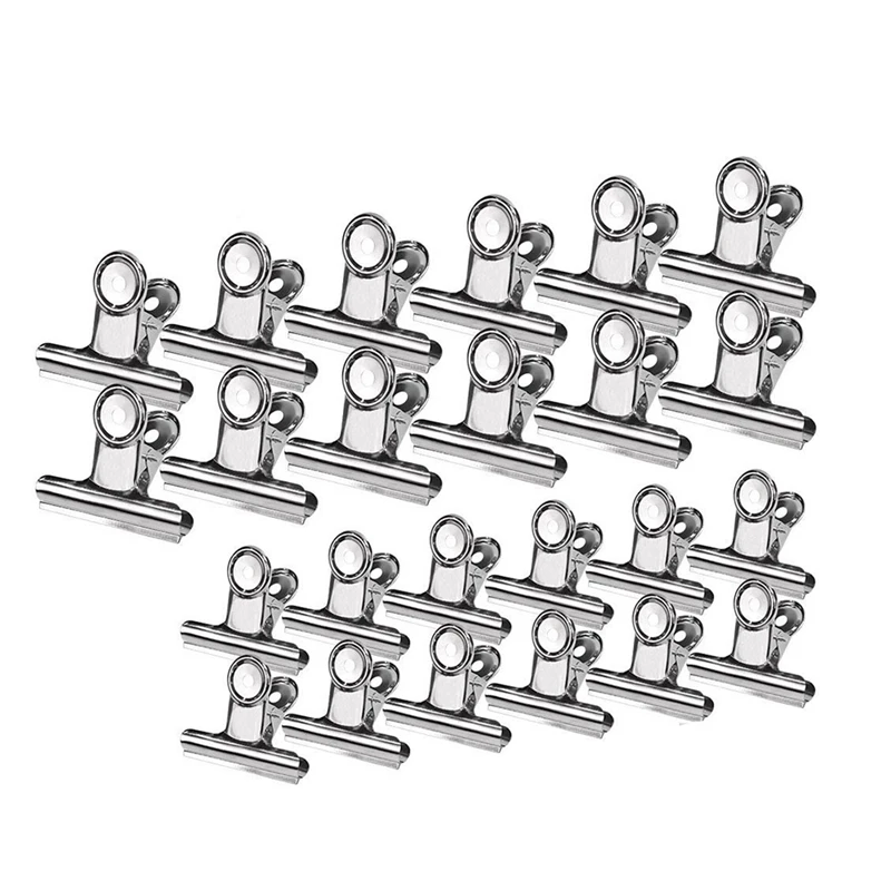 

24 Pcs Stainless Steel Heavy Duty Food Hinge Clips Big Size Multi-Purpose For Air Tight Seal Grip On Kitchen Office Paper Clip
