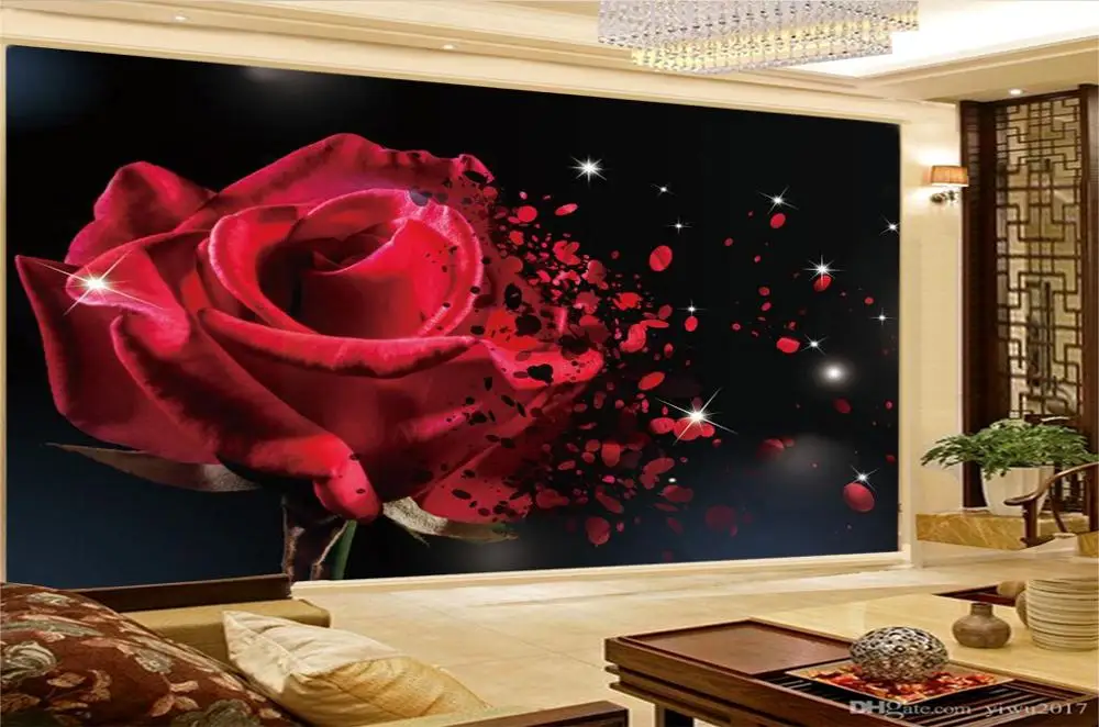 Фото 3d обои Dream Home красная Роза 3d цветочный фон настенная живопись обои скидка на дешевые обои