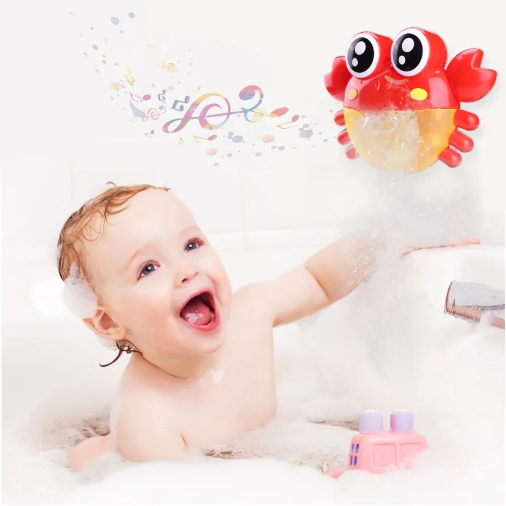 

1pc Blowing Bubble Crabs Baby Bath Toy Children Bubble Maker Swimming Bathtub Soap Machine Toy With Music Water Toy Baby Shower