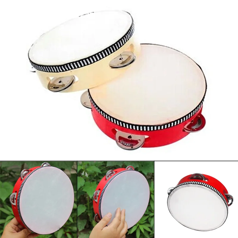 Дети Мини-барабан ранний обучающий музыкальный инструмент игрушки деревянные ручные тарелки барабан для детей 6 дюймов C55K
