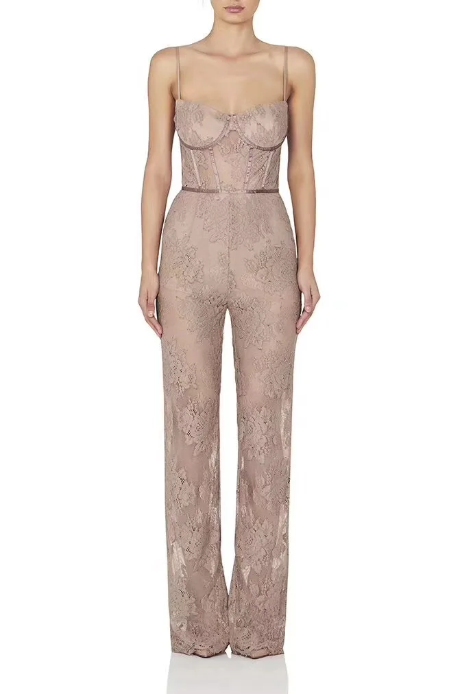 New Celebrity Nude Black Lace Hollow Out Rayon Bandage Jumpsuit Top Quality Evening Party Jumpsuit New Celebrity Nude Black Lace Hollow Out Rayon Bandage Jumpsuit Top Quality Evening Party Jumpsuit