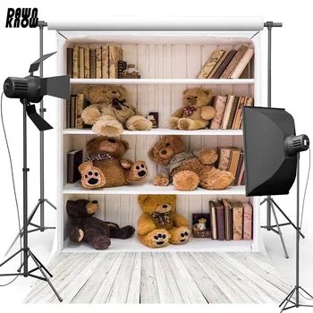 

DAWNKNOW Bookshelf Vinyl Photography Background For Baby Wood Floor New Fabric Polyester Backdrop For Family Photo Studio S2260