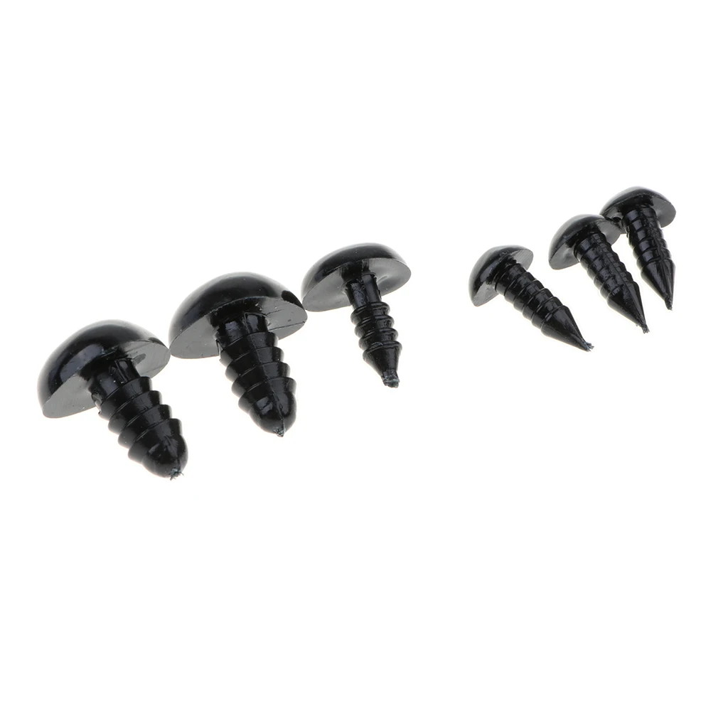 Box of 100 Pieces 7-13mm Plastic Safety Eyes Noses with Washers for Puppet Bear Doll Animal Stuffed Toys DIY Sewing Craft Black