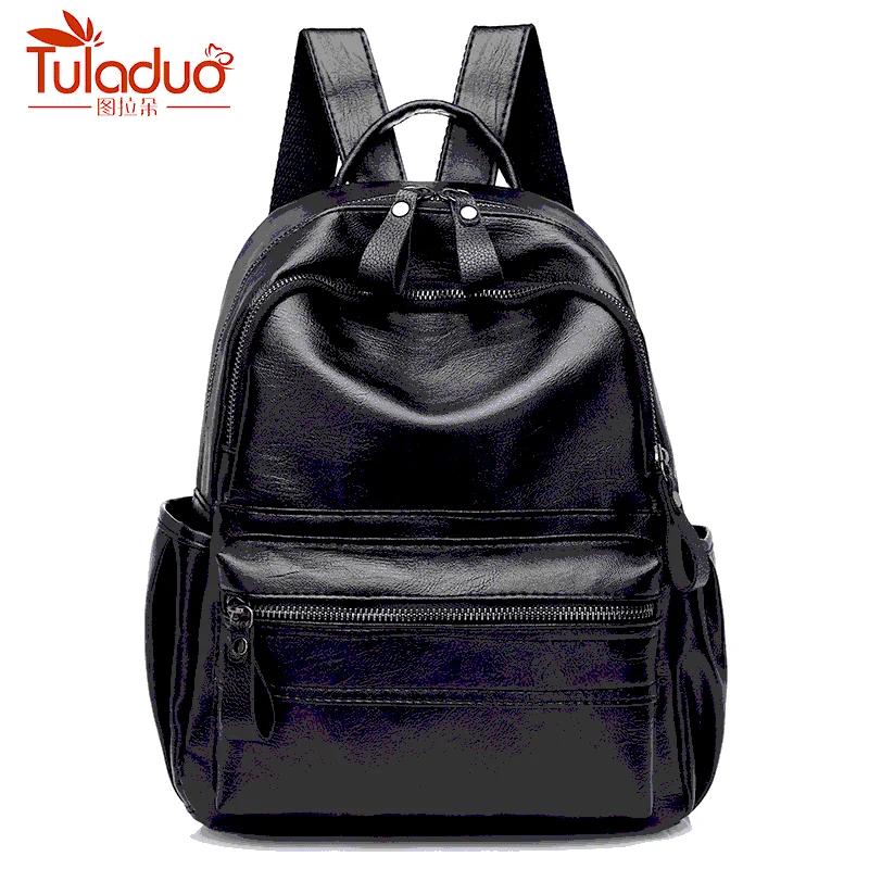 

High Quality PU Leather women backpack Large Capacity school Backpacks For Teengage Girls Small Soft Leather Backpack mochila Sa