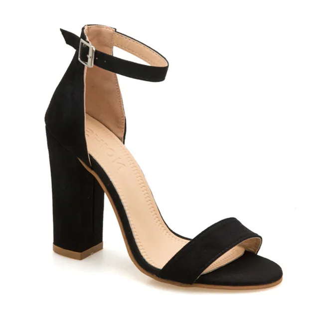 LIN KING Fashion Ankle Strap Women Casual Sandals Open Toe Summer High Heel Shoes Buckle Ladies Office Work Sandalias Shoes