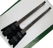 Top quality Black Headless guitar Double Neck, 4 StringS Electric bass Guitar,black steinberg guitar top quality