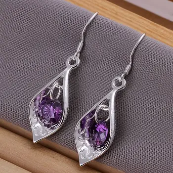 

E207 Inlaid Purple Stone Shell Earring Hot selling silver plated Earrings for women silver 925 jewelry Earrings
