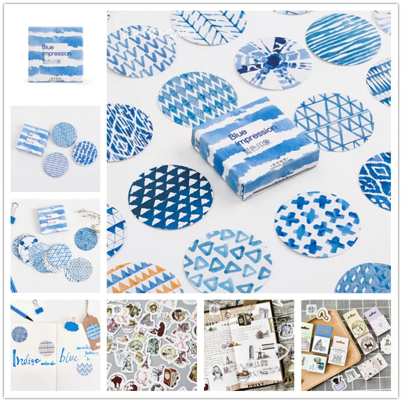 

45Pcs/set kawaii notebook Cartoon cute blueness pattern Diary planner office decor school supplies stationery
