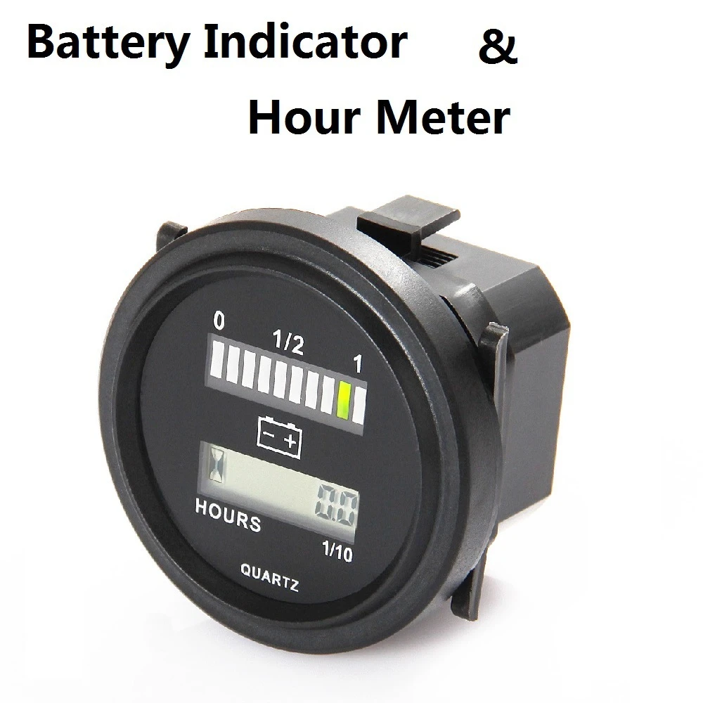 12V 24V 36V 48V 72V LED Battery State Charge Indicator Meter with Hour