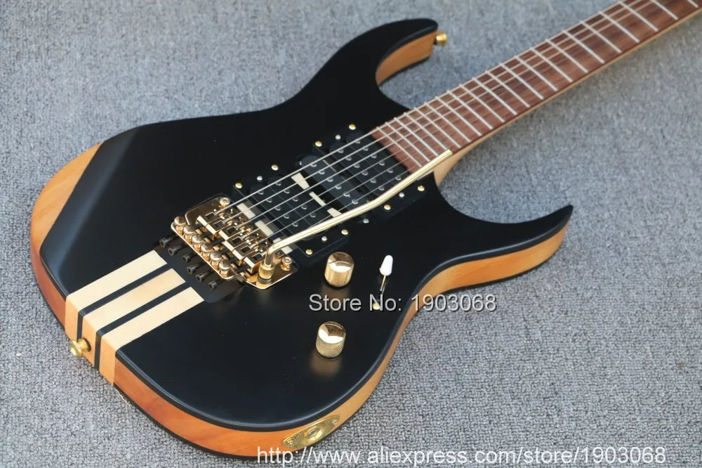 Высокое качество 6 струн гитара ebony Top thru neck double tremolo электрическая с floyd rose