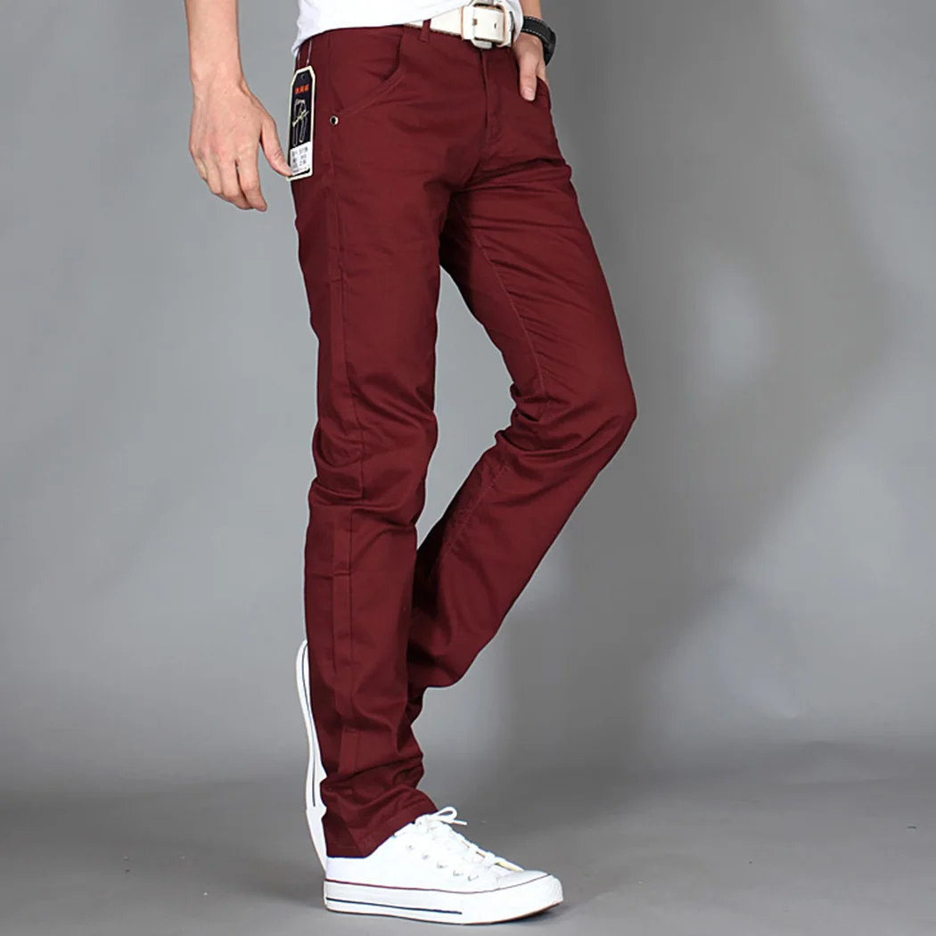 Mens Pants Trousers Male Straight Fashion Boys Men Pants Slim Fit Pants ...