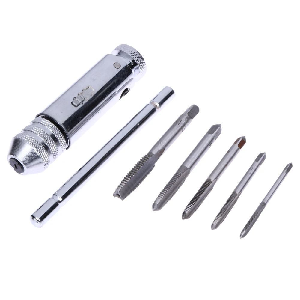 

5Pcs/set Adjustable M3-M8 T-Handle Ratchet Tap Wrench Machinist Tool Screw Thread Plug Tap Machinist Tool