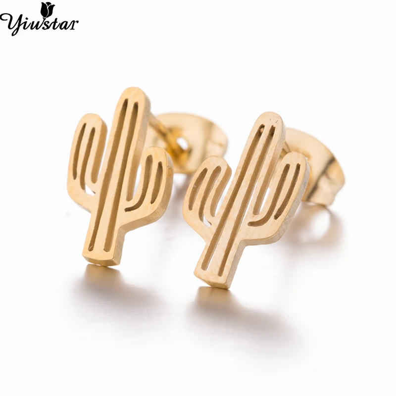 

Yiustar Trendy Stainless Steel Jewely Cactus Earrings in Stud Earrings for Women Girls Accessories Origami Tiny boucle d'oreille