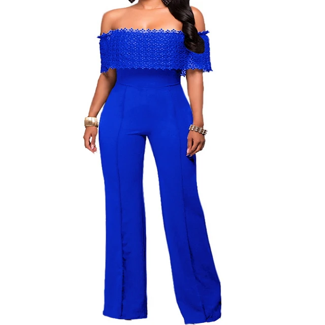 2017 Summer Style Blue Royal Elegant Jumpsuit Backless Women Sexy One ...