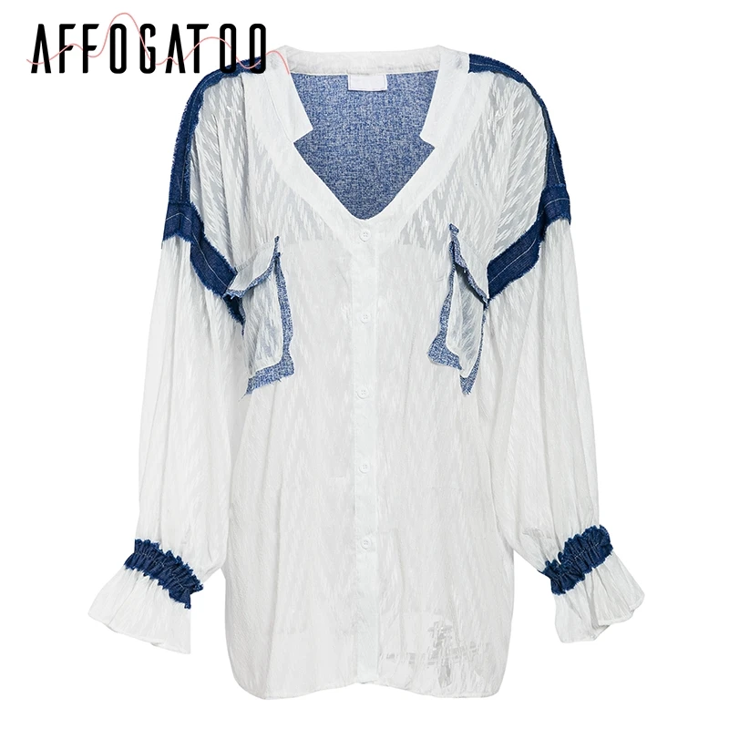 Женская Повседневная твидовая блузка с кисточками afogaboo белая рукавами