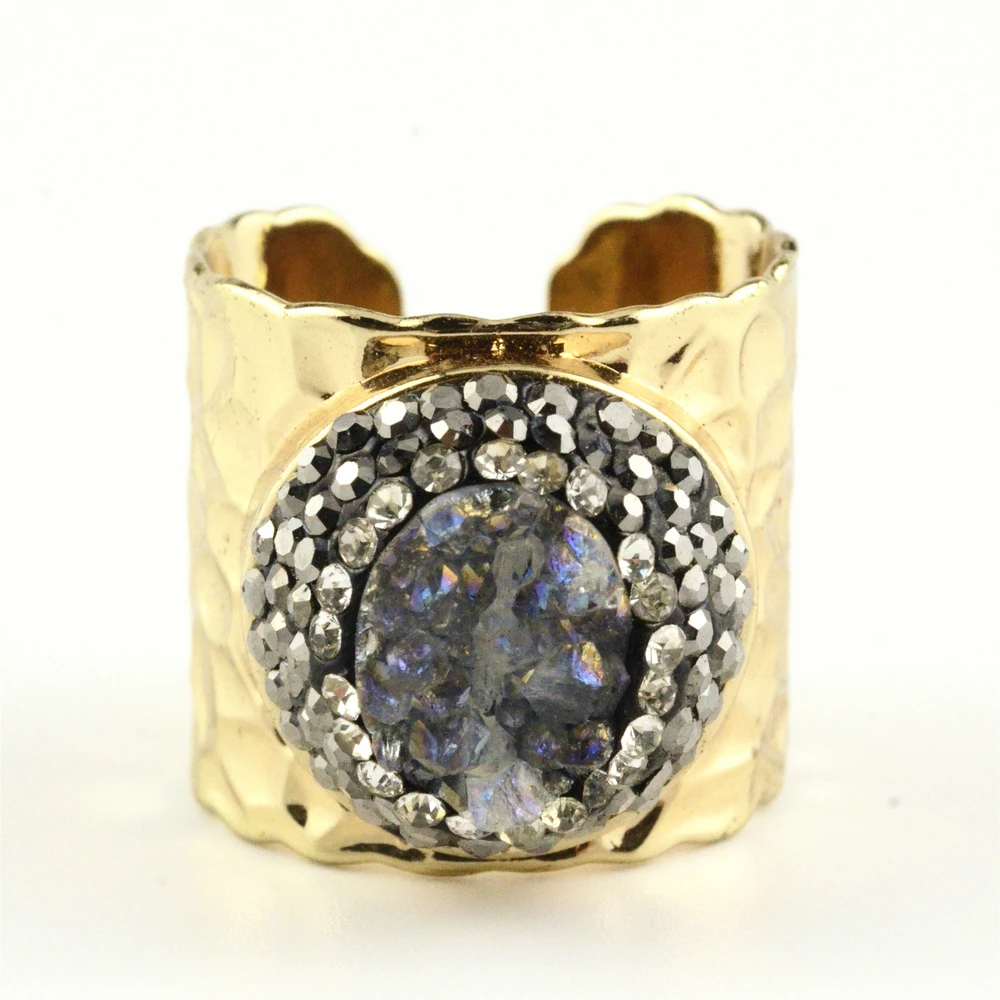 

New Arrival! Rhinestone and Crystals Pave Setting Adjustable Rings ! 5 Pieces